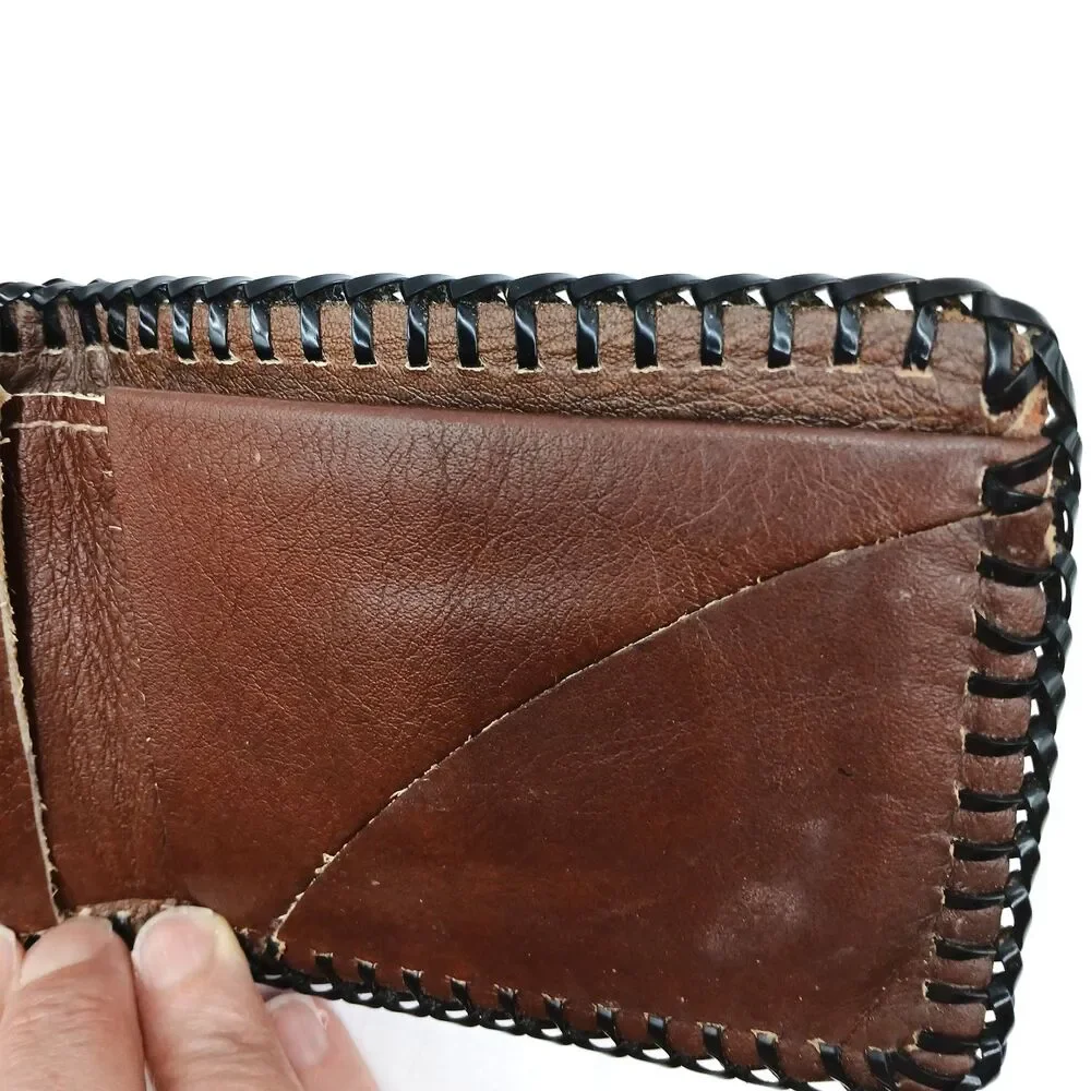 Tooled Leather Bi-Fold Wallet The Lord's Prayer & Praying Hands Laced Western